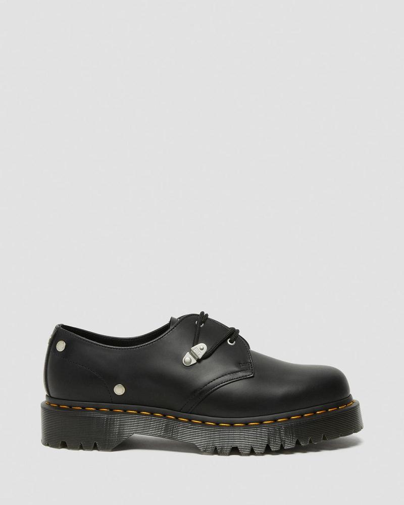 Black Men's Dr Martens 1461 Bex Stud Leather Oxfords Shoes | CA 588VRW